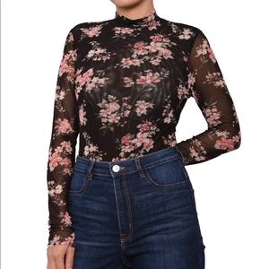 Derek Heart Women  Floral  Print Thong Bodysuit S